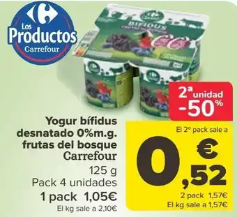 Carrefour Yogur bífidus desnatado 0% m.g. frutas del bosque carrefour oferta