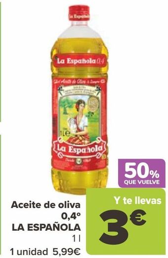 Carrefour Aceite de oliva 0,4º la española oferta