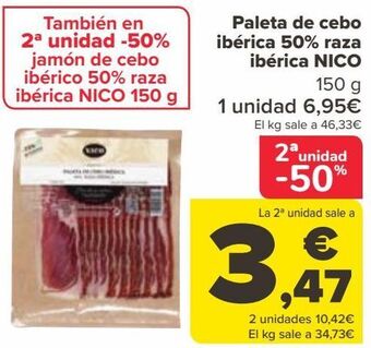 Carrefour Paleta de cebo ibérica 50% raza ibérica nico oferta