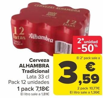 Carrefour Cerveza alhambra tradicional oferta