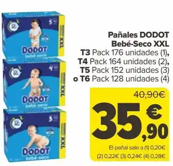 Carrefour Pañales dodor bebé-seco xxl t3, t4, t5 o t6 oferta