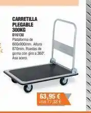 Optimus Carretilla plegable 300kg 016130 plataforma de 600x900mm. altura 870mm. ruedas de goma con giro a 360°. asa acero. 63,95 oferta