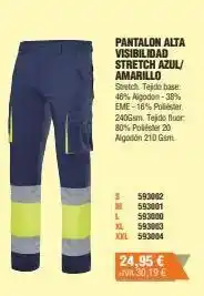 Optimus Pantalon alta visibilidad stretch azul/ amarillo stretch tejido base 46% algodon-38% eme-18% poliéster 240gsm. tejido fluor oferta