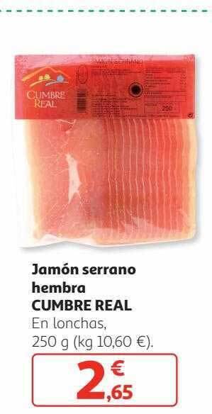Alcampo Jamón serrano hembra cumbre real oferta