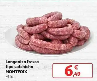 Alcampo Longaniza fresca tipo salchicha montfoix oferta