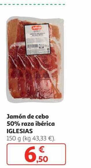 Alcampo Jamón de cebo 50% raza ibérica iglesias oferta