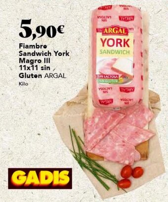 Gadis Fiambre sandwich york magro III 11x11 sin gluten ARGAL oferta
