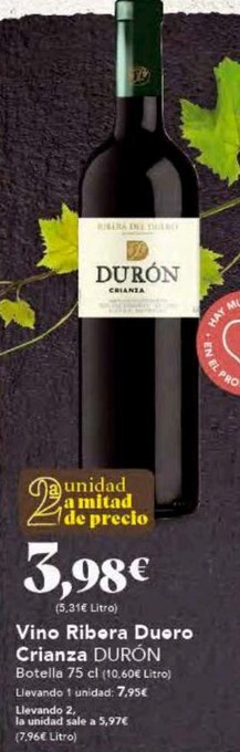 Gadis Vino ribera duero crianza DURON oferta