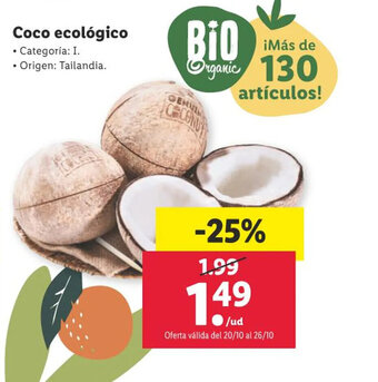 Lidl Coco ecológico oferta