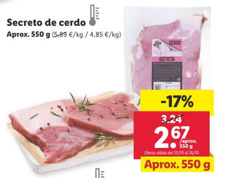 Lidl Secreto de cerdo oferta