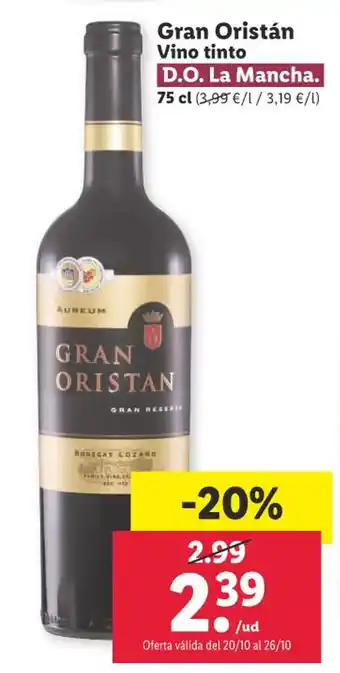 Lidl Gran Oristan Vino Tinto 75cl oferta