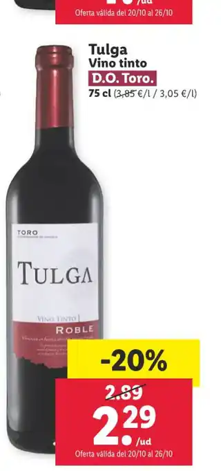 Lidl Tulga Vino Tinto 75cl oferta
