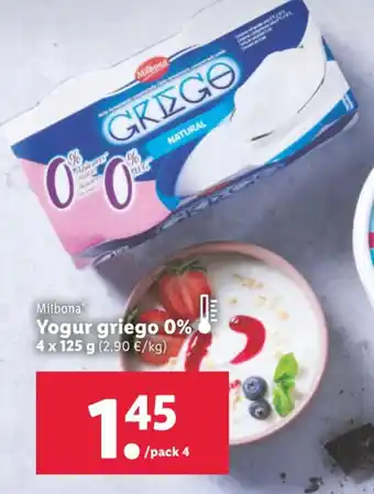 Lidl Yogur Griego 0% oferta