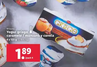 Lidl Yogur Griego Caramelo Manzana y Canela oferta