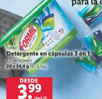 Lidl Formil Detergente En Capsulas 3en1 oferta