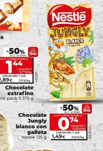 Dia Chocolate Jungly Blanco Con Galleta oferta