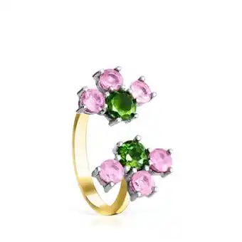 Anillo de oro y titanio con gemas real sisy