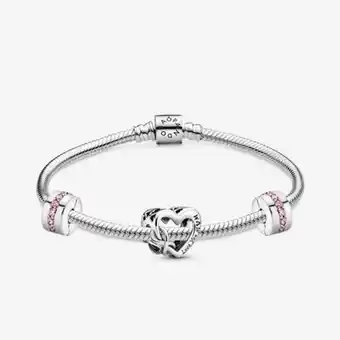 Pandora Conjunto de regalo pulsera corazón infinito brillante rosa oferta