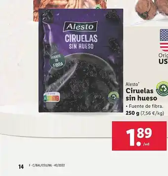 Lidl Alesto ciruelas sin hueso oferta
