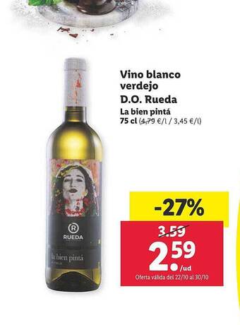 Lidl Vino blanco verdejo d.o. rueda oferta