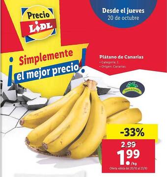 Lidl Plátano de canarias oferta