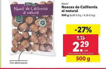 Lidl Alesto nueces de california al natural oferta