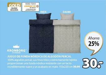JYSK Kronborg juego de funda nórdica de algodón percal oferta