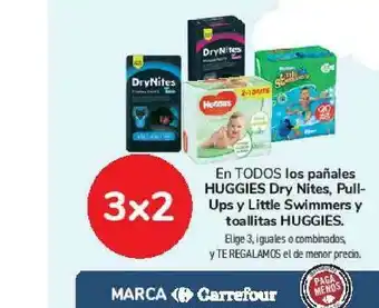 Carrefour En Todos Los Pañales Huggies Dry Nites, Pull-Ups Y Little Swimmers Y Toallitas Huggies oferta