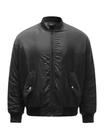 Shein hombres cazadora tipo bomber con cremallera delantera