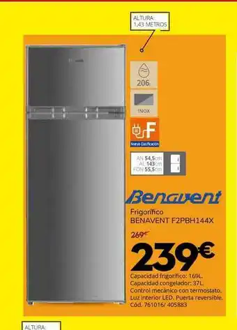 Conforama Benavent Frigorifico F2PHB144X oferta