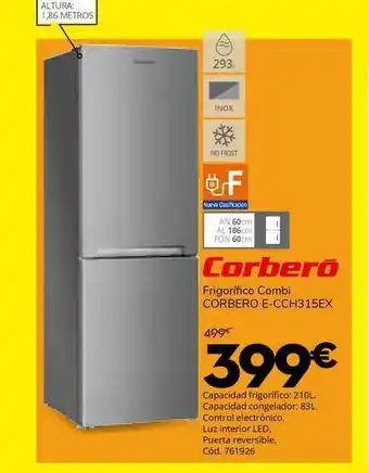 Conforama Corberó Frigorífico Combi E-CCH315EX oferta