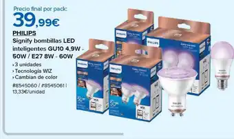 Costco Philips signify bombillas led inteligetnes gu10 4.9w 50w e27 8w 60w oferta