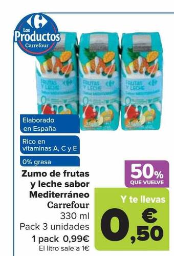 Carrefour Zumo de frutas y leche sabor mediterráneo carrefour oferta