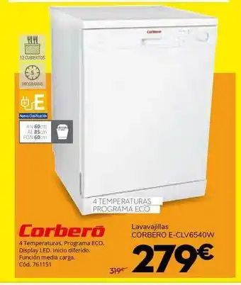 Conforama Corberó Lavavajillas E-CLV6540W oferta