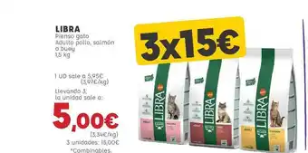 Kiwoko Libra Pienso Gato Adulto Pollo Salmón O Buey 1.5 Kg oferta
