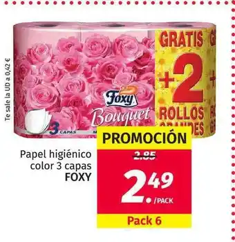 Maskom Supermercados Foxy Papel Higiénico Color 3 Capas pack 6 oferta