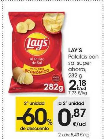 Eroski Lay's Patatas Con Sal Super Ahorro 282g oferta