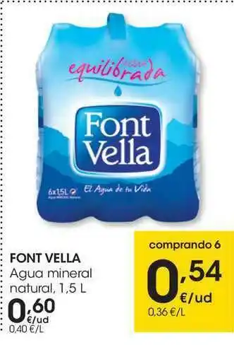 Eroski Font Vella Agua Mineral Natural 1,5L oferta