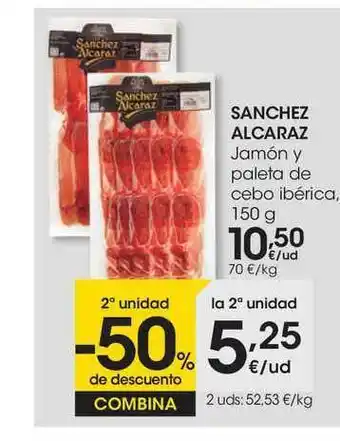 Eroski Sanchez Alcaraz Jamón Y Paleta De Cebo Ibérica 150g oferta