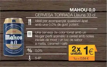 Plusfresc Mahou 0.0 Cervesa Torrada Llauna 33cl oferta