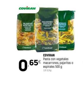 Coviran Coviran Pasta Con Vegetales Macarrones Pajaritas O Espirales 500g oferta