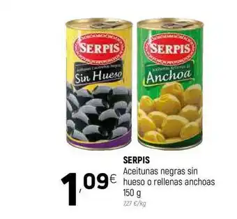 Serpis Aceitunas Negras Sin Hueso O Rellenas Achoas 150g