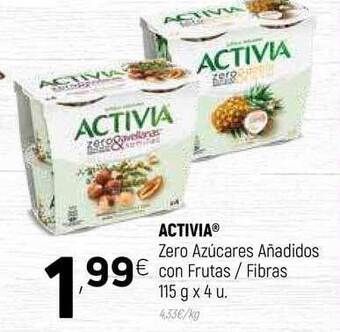 Coviran Activia Zero Azúcares Añadidos Con Frutas Fibras 115g x 4u oferta