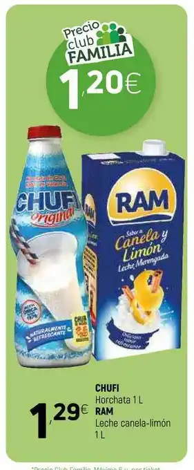 Coviran Chufi Horchata 1l, Ram Leche Canela-limón 1l oferta