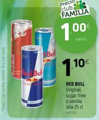 Coviran Red Bull Original Sugar Free O Sandía 25cl oferta