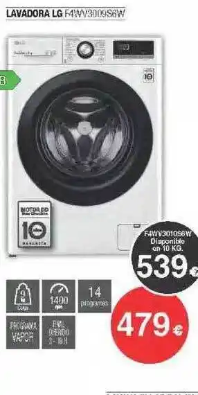Milar Lavadora lg f4wv3009s6w oferta