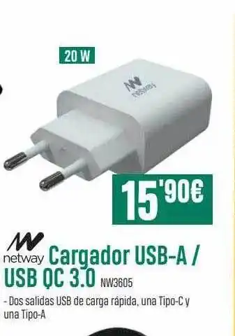 PCBox Netway cargador usb-a usb qc 3.0 oferta