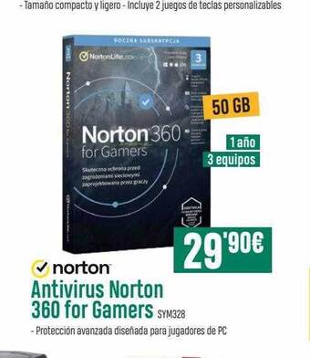 PCBox Antivirus norton 360 for gamers oferta