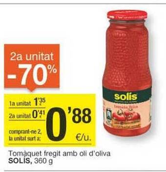 BonpreuEsclat 2a unitat -70% tomàquet fregit amb oli d'oliva solís oferta