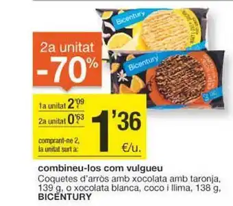 BonpreuEsclat 2a unitat -70% coquetes d'arròs amb xocolata amb taronja o xocolata blanca coco i llima bicentury oferta